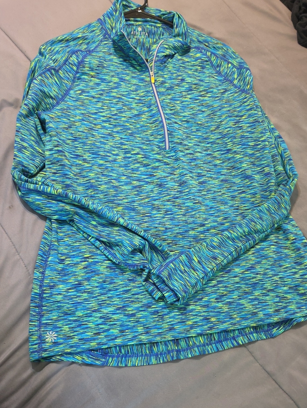 Athleta Teal & Lime Quarter-Zip Rash Guard
